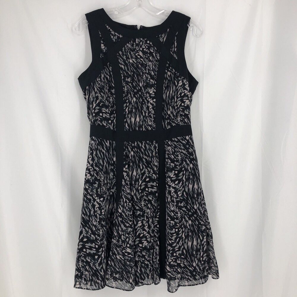 Banana Republic Sleeveless Fit & Flare Dress Black Gray Size 10